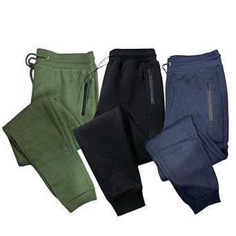 3 Pack Mens Ultra Soft Zipper Joggers
