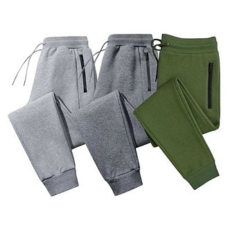 3 Pack Mens Ultra Soft Zipper Joggers