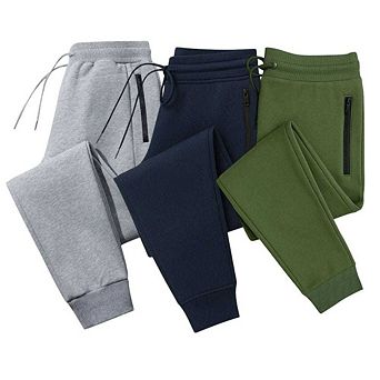 3 Pack Mens Ultra Soft Zipper Joggers