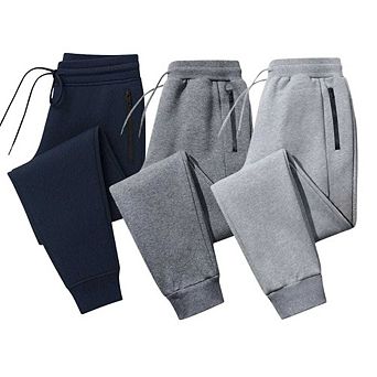 3 Pack Mens Ultra Soft Zipper Joggers