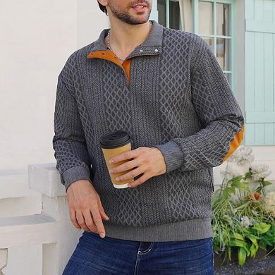 Men's Casual Stand Collar Sweater Long Sleeve Knit Pullover Top