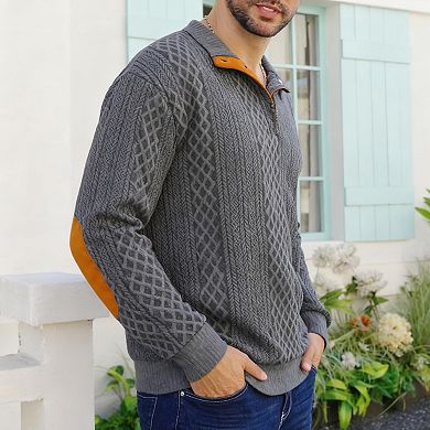 Men's Casual Stand Collar Sweater Long Sleeve Knit Pullover Top