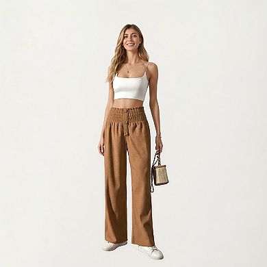 Women's Soft Textured Knit Lounge Pants with Wide Leg Silhouette