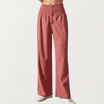 Women's Soft Textured Knit Lounge Pants with Wide Leg Silhouette