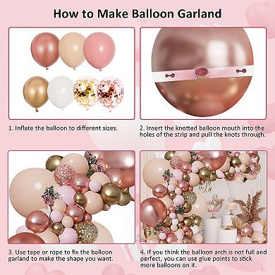 150 Piece Metallic Balloon Arch Kit in Blush Gold for Weddings, Birthdays & Bridal Shower