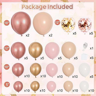 150 Piece Metallic Balloon Arch Kit in Blush Gold for Weddings, Birthdays & Bridal Shower