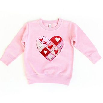 Heart Stitching Patchwork Print - Toddler Graphic Sweatshirt