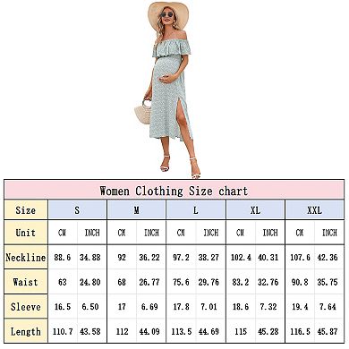Off Shoulder Maternity Dress with Side Slit A-Line Casual Midi Dresses