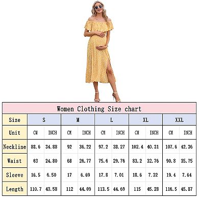 Off Shoulder Maternity Dress with Side Slit A-Line Casual Midi Dresses