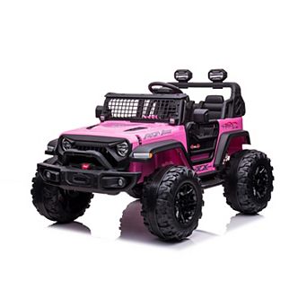 24V 2 Seaters Kids Ride On Truck, Remote Control, 9Ah Battery, 20" Seat,Large Wheels,FM,Electric Car