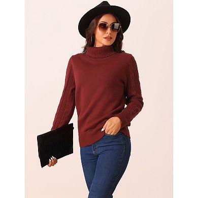 Women's High Neck Long Sleeve Casual Sweater Chunky Warm Pullover Sweater Top
