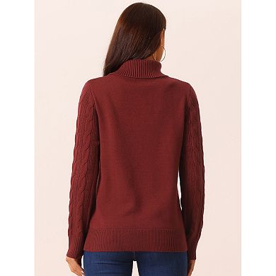 Women's High Neck Long Sleeve Casual Sweater Chunky Warm Pullover Sweater Top