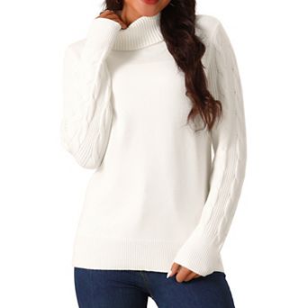 Women's High Neck Long Sleeve Casual Sweater Chunky Warm Pullover Sweater Top