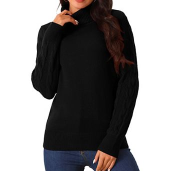 Women's High Neck Long Sleeve Casual Sweater Chunky Warm Pullover Sweater Top