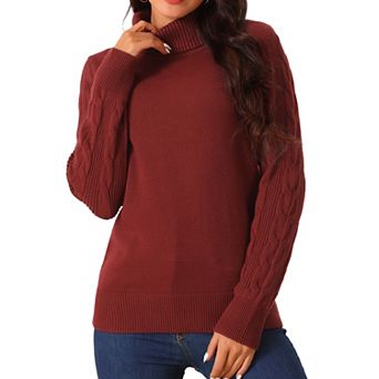 Women's High Neck Long Sleeve Casual Sweater Chunky Warm Pullover Sweater Top