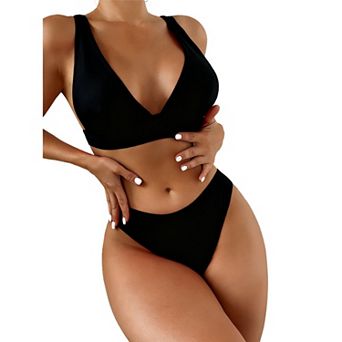 Womens Bikini Set V-Neck Push-Up Adjustable Strap Two-Piece Swimsuit