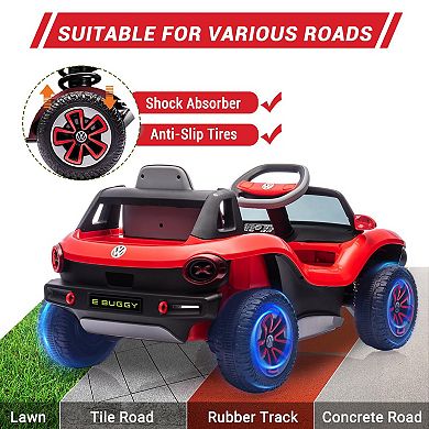 12V Licensed Volkswagen Kids Electric Car with Parental Remote Control Ride-On Toy for Toddlers 3+
