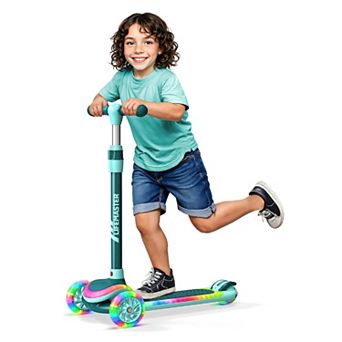 Lifemaster 3-Wheel Kids Scooter w/ LED Deck & Wheel Lights, 5-Height Handlebar, Ages 3+