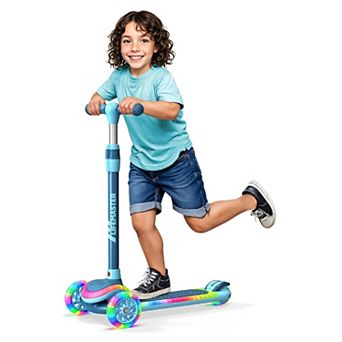 Lifemaster 3-Wheel Kids Scooter w/ LED Deck & Wheel Lights, 5-Height Handlebar, Ages 3+