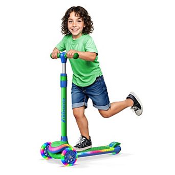 Lifemaster 3-Wheel Kids Scooter w/ LED Deck & Wheel Lights, 5-Height Handlebar, Ages 3+