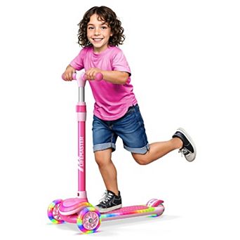 Lifemaster 3-Wheel Kids Scooter w/ LED Deck & Wheel Lights, 5-Height Handlebar, Ages 3+