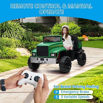 24V Kids Ride-On 4WD UTV Truck with Remote Control,2-Seater Electric Dump Bed Vehicle,4x200W Motors