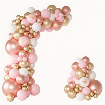 Rose Gold Pink Balloons Arch Kit 163 pc Garland for Bridal Shower, Wedding or Princess Birthday