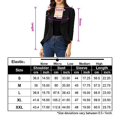 Women's Puff Sleeve Open Front Blazer Lightweight 3/4 Sleeve Jacket