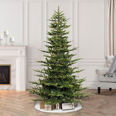 Pre-lit Artificial Spruce Christmas Tree with Warm Lights Thick PE PVC Branches