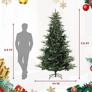 Pre-lit Artificial Spruce Christmas Tree with Warm Lights Thick PE PVC Branches
