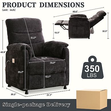 Electric Recliner,Sofa Recliner,Remote Control and Side Pockets,Adjustable Backrest and Footrest