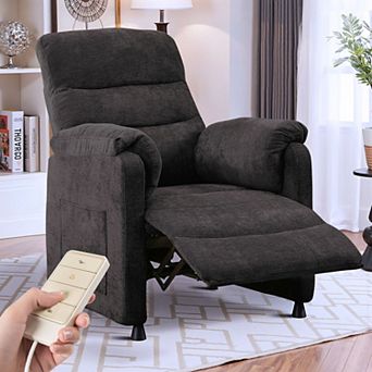 CEWOR Chenille Power Recliner Chair, 7-Zone Ergonomic Electric Recliner with Remote & Side Pockets