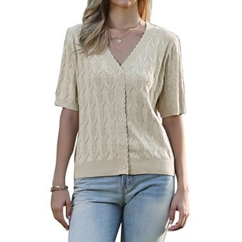Crochet Cardigan for Women's Short Sleeve Open Front Cropped Hollow Out Summer Shrug for Dress