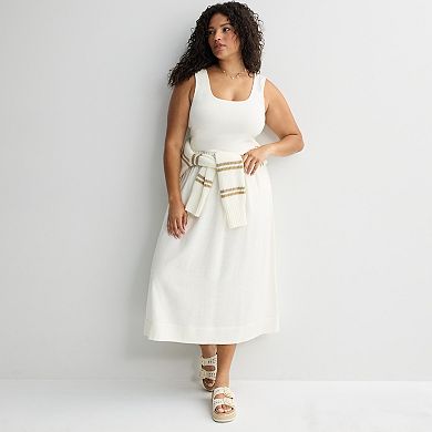 Juniors' Plus Size SO® Knit To Woven Midi Dress