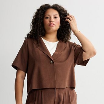 Juniors' Plus Size SO® Short Sleeve Blazer