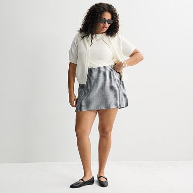 Juniors' Plus Size SO® Gingham Mini Classic Skort