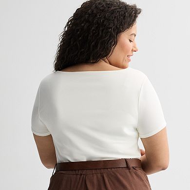 Juniors' Plus Size SO® Short Sleeve Square Neck Top