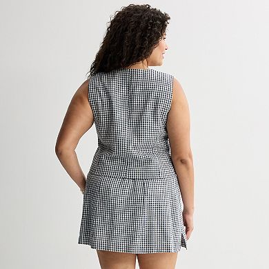 Juniors' Plus Size SO® Gingham Crewneck Vest