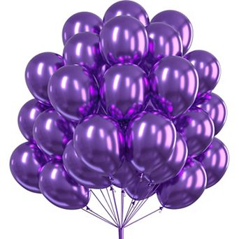 50 pc Metallic Purple Chrome 12 Inch Latex Balloons for Mardi Gras Graduation Party Decorations