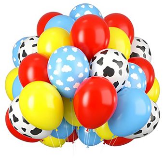 31 pc 12 Inch Balloons in Red Blue Yellow and Cow Print for Party