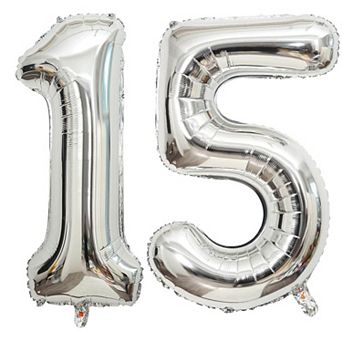 40 Inch Silver Number 15 Balloon Giant Foil Balloon For 15th Birthday Or Anniversary Party Decor