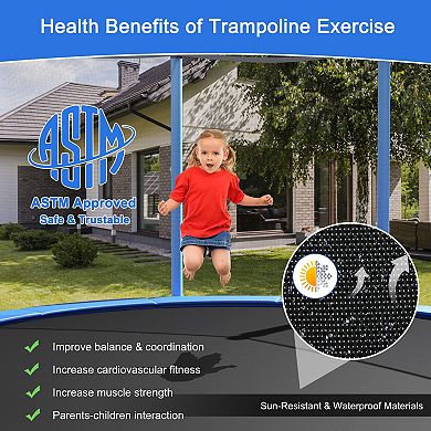16-Foot Outdoor Trampoline with Safety Enclosure Net