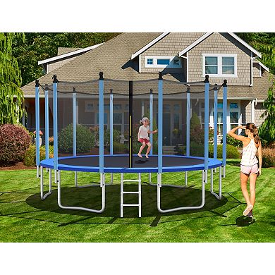 16-Foot Outdoor Trampoline with Safety Enclosure Net