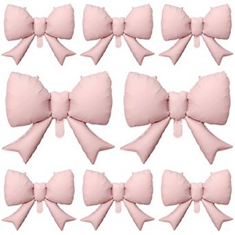 8 pc Pink Bow Balloons for Women Men Baby Shower Birthday Party Decorations (Big Bow Theme)