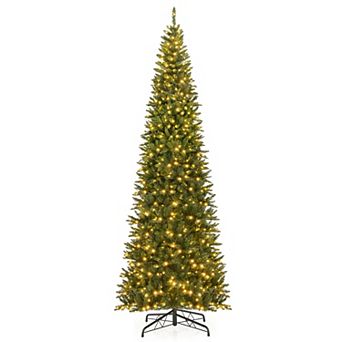 Gymax 12 FT Artificial Xmas Tree w/ Quick Power Connector & 800 Warm White LED Lights