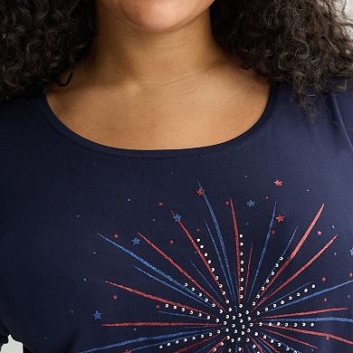 Plus Size Apt. 9® Short Sleeve Embellished Top