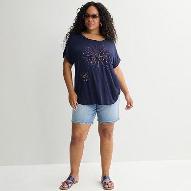 Plus Size Apt. 9® Short Sleeve Embellished Top