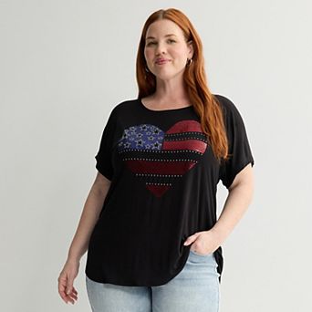 Plus Size Apt. 9® Americana Short Sleeve Embellished Top