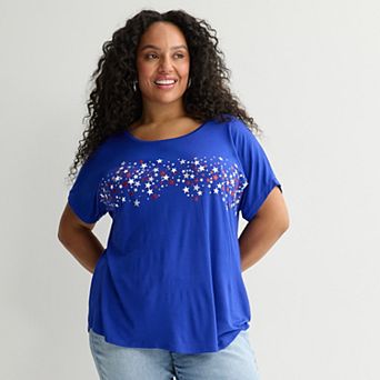 Plus Size Apt. 9® Americana Short Sleeve Embellished Top
