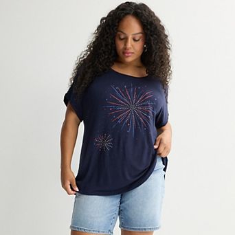 Plus Size Apt. 9® Americana Short Sleeve Embellished Top